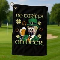No Tariffs On Beer Funny St Patricks Day Trump Golf Towel thumb 1