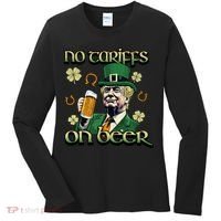 No Tariffs On Beer Funny St Patricks Day Trump Women's Long Sleeve Shirt thumb 0