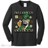 No Tariffs On Beer Funny St Patricks Day Trump Kids Long Sleeve Shirt thumb 0