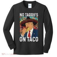 No Tariffs On Taco Funny Mexican Fiesta Cinco De Mayo Trump Kids Long Sleeve Shirt thumb 0
