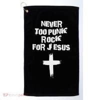Never Too Punk Rock For Jesus Religious Christian Bands Golf Towel thumb 0