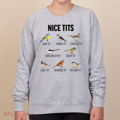 Nice Tits Pun Joke Funny Bird Lover Enthusiast Birdwatcher Women's Sweatshirt