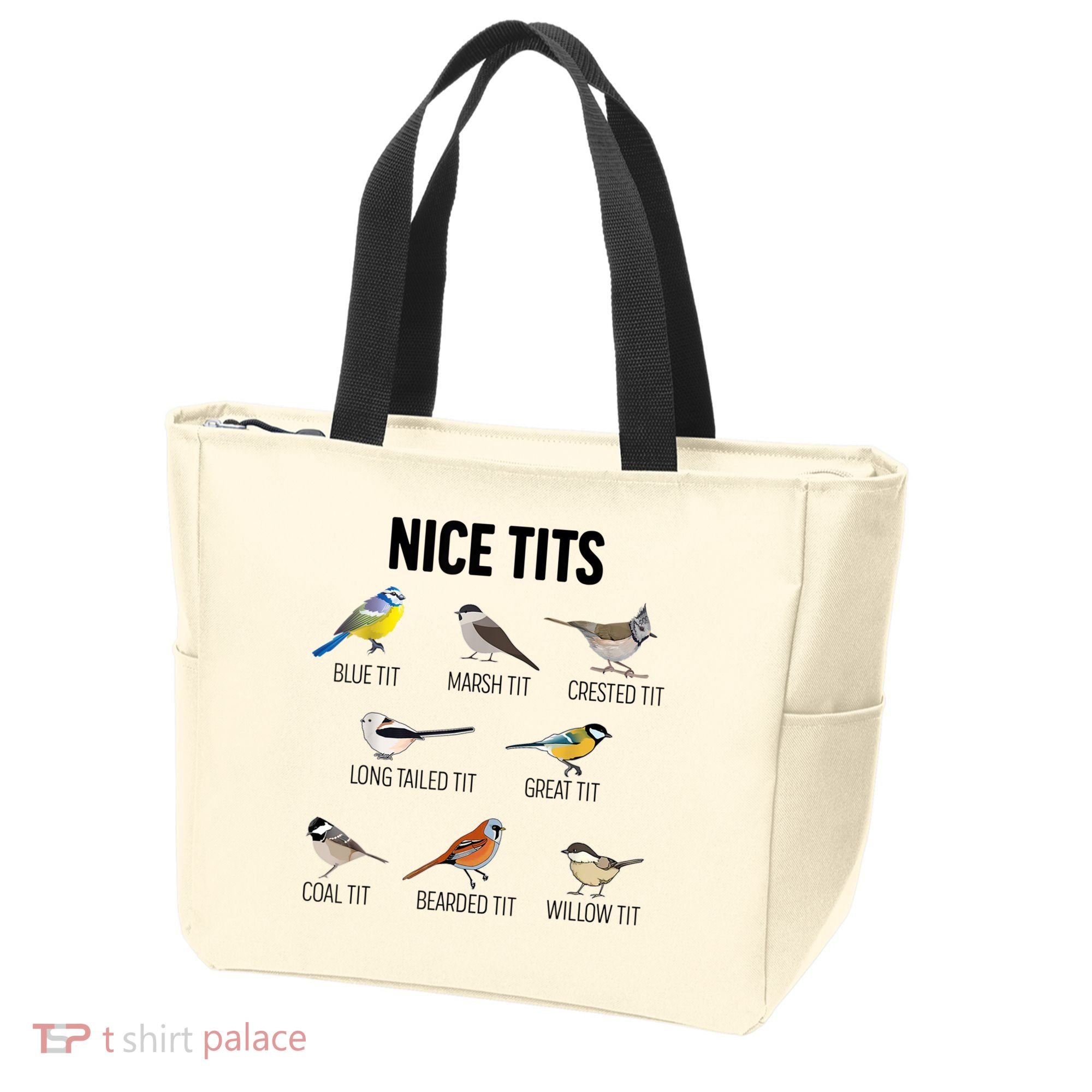 Nice Tits Pun Joke Funny Bird Lover Enthusiast Birdwatcher Tote Bag