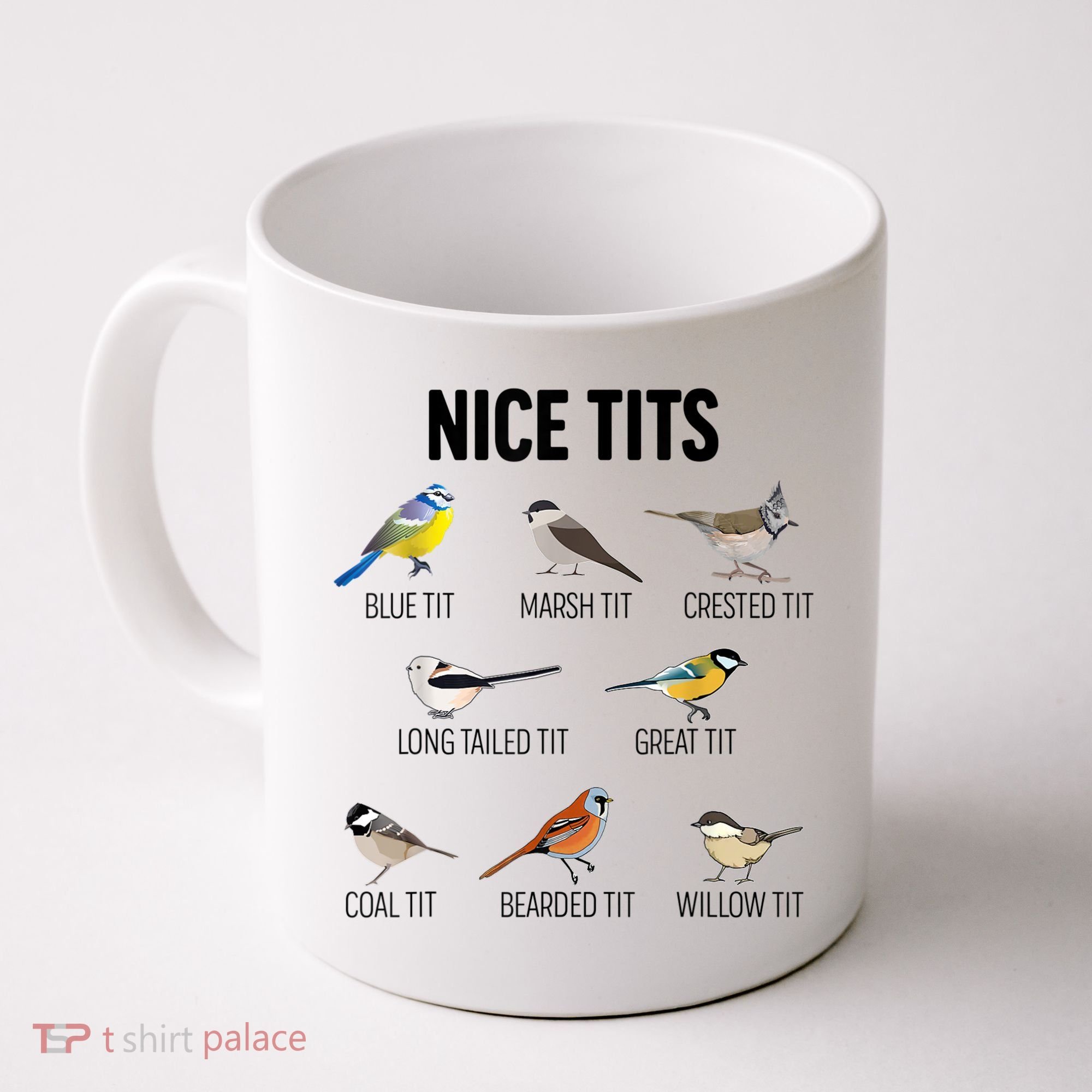 Nice Tits Pun Joke Funny Bird Lover Enthusiast Birdwatcher Coffee Mug