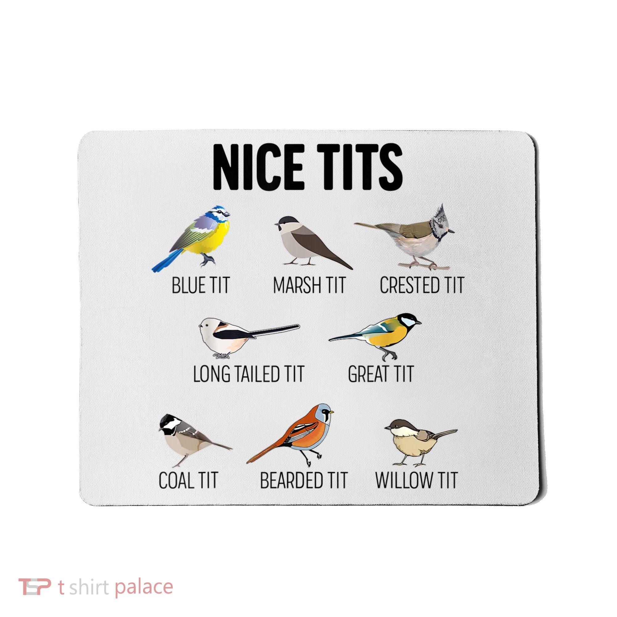 Nice Tits Pun Joke Funny Bird Lover Enthusiast Birdwatcher Mousepad