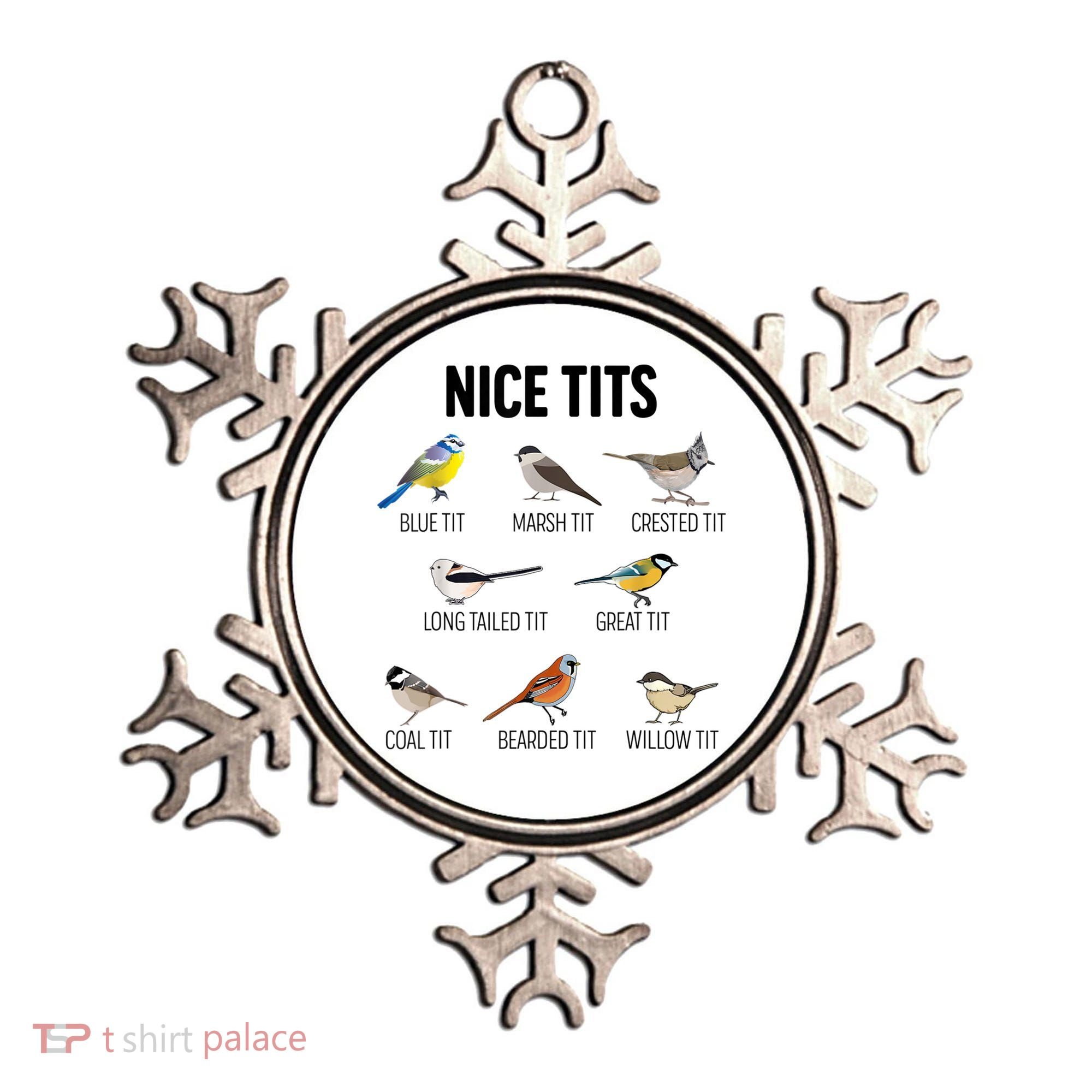 Nice Tits Pun Joke Funny Bird Lover Enthusiast Birdwatcher Ornament