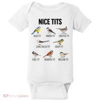 Nice Tits Pun Joke Funny Bird Lover Enthusiast Birdwatcher Baby Bodysuit thumb 0