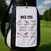 Nice Tits Pun Joke Funny Bird Lover Enthusiast Birdwatcher Golf Towel thumb 2