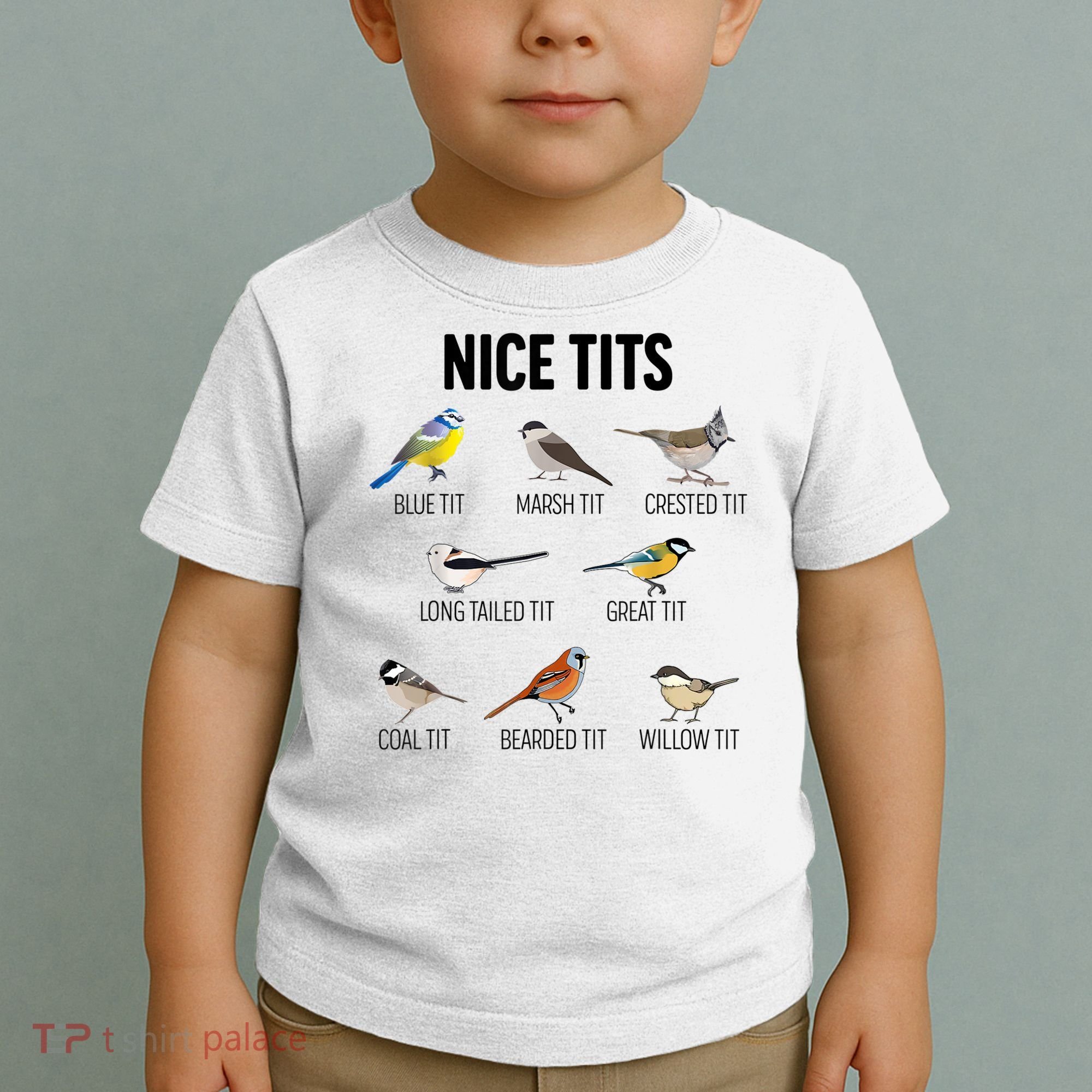 Nice Tits Pun Joke Funny Bird Lover Enthusiast Birdwatcher Toddler T-Shirt