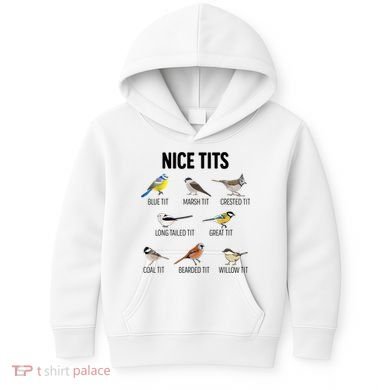 Nice Tits Pun Joke Funny Bird Lover Enthusiast Birdwatcher Kids Hoodie