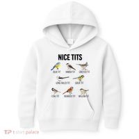 Nice Tits Pun Joke Funny Bird Lover Enthusiast Birdwatcher Kids Hoodie thumb 0