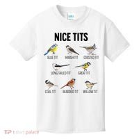 Nice Tits Pun Joke Funny Bird Lover Enthusiast Birdwatcher Kids T-Shirt thumb 0