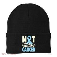Not Today Prostate Cancer Light Blue Ribbon Awareness Gift Beanie thumb 0