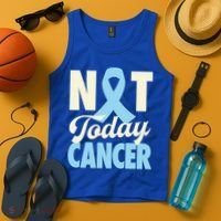 Not Today Prostate Cancer Light Blue Ribbon Awareness Gift Tank Top thumb 4