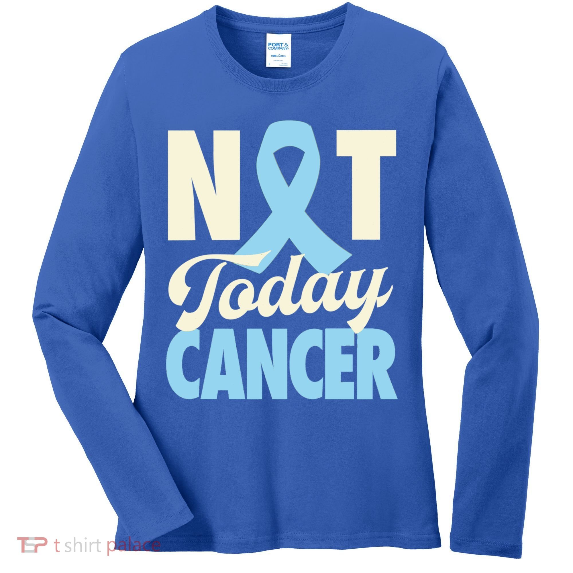 Not Today Prostate Cancer Light Blue Ribbon Awareness Gift Women's Long Sleeve Shirt