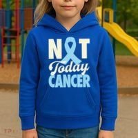 Not Today Prostate Cancer Light Blue Ribbon Awareness Gift Kids Hoodie thumb 3