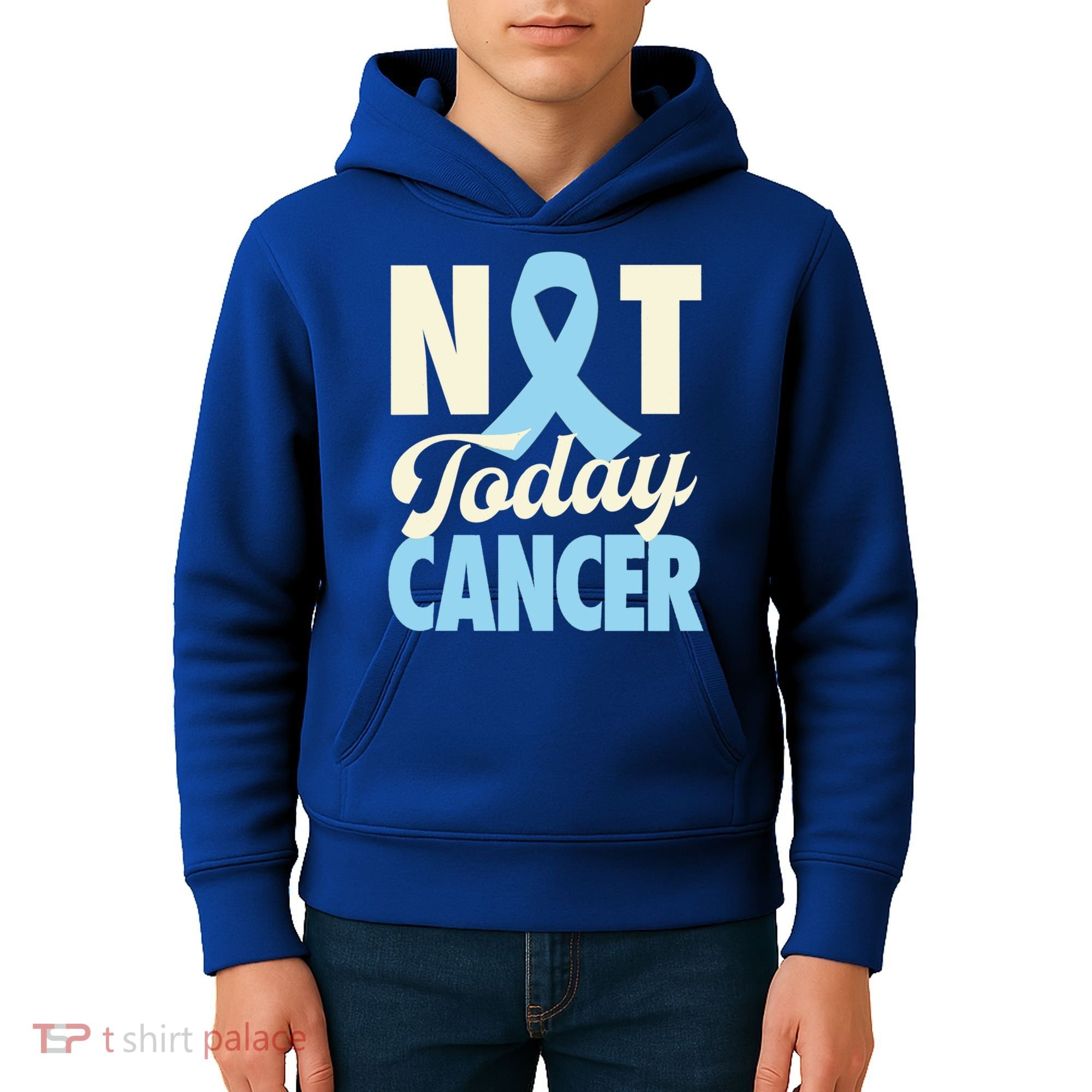 Not Today Prostate Cancer Light Blue Ribbon Awareness Gift Kids Hoodie