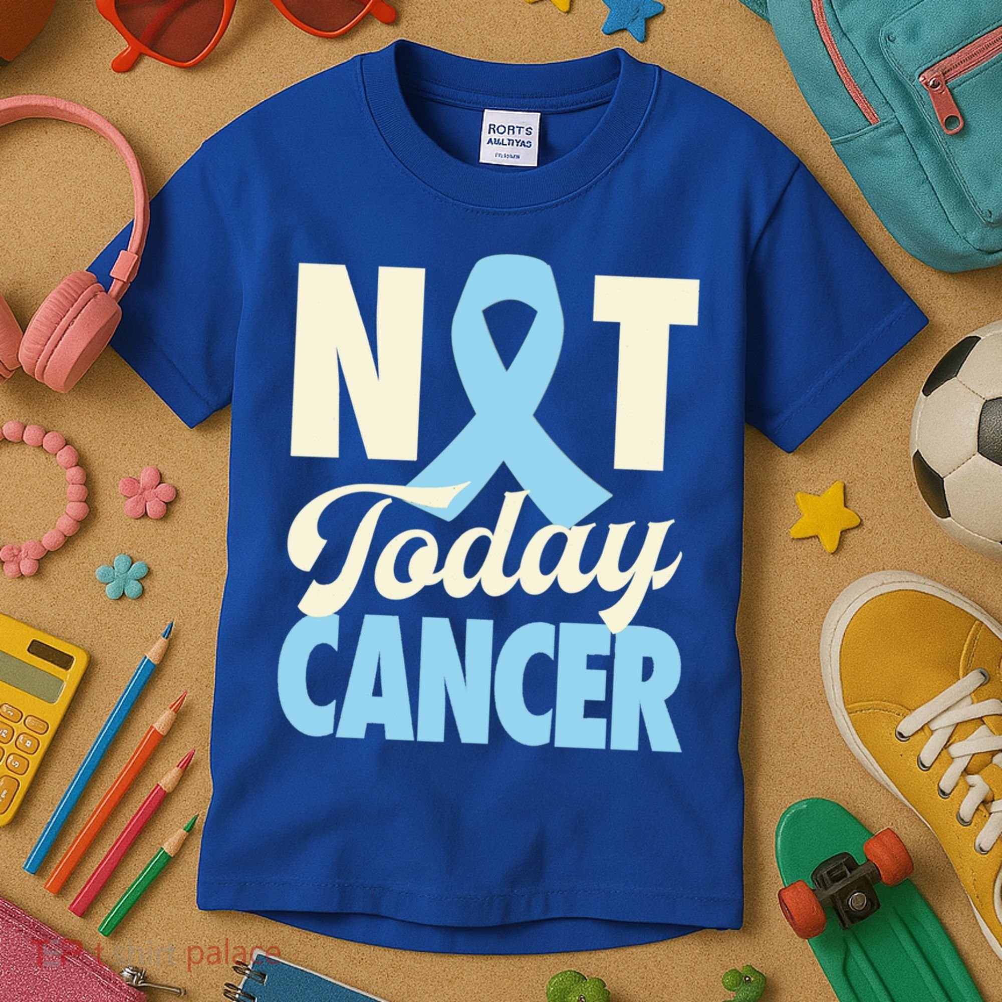 Not Today Prostate Cancer Light Blue Ribbon Awareness Gift Kids T-Shirt