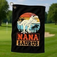 Nanasaurus T Rex Dinosaur Nana Saurus Family Matching Golf Towel thumb 1