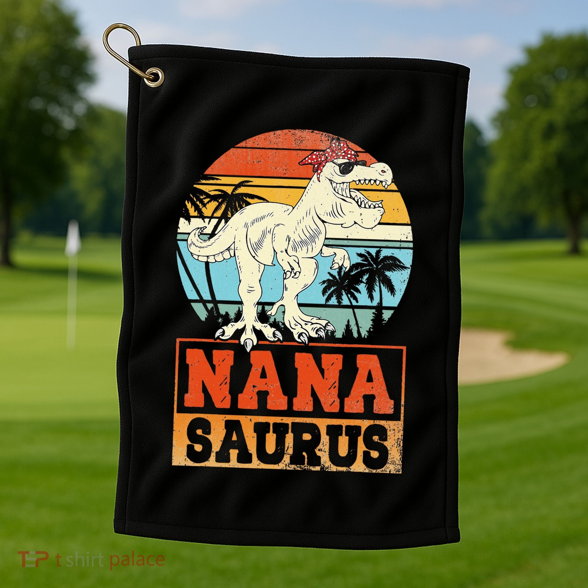 Nanasaurus T Rex Dinosaur Nana Saurus Family Matching Golf Towel
