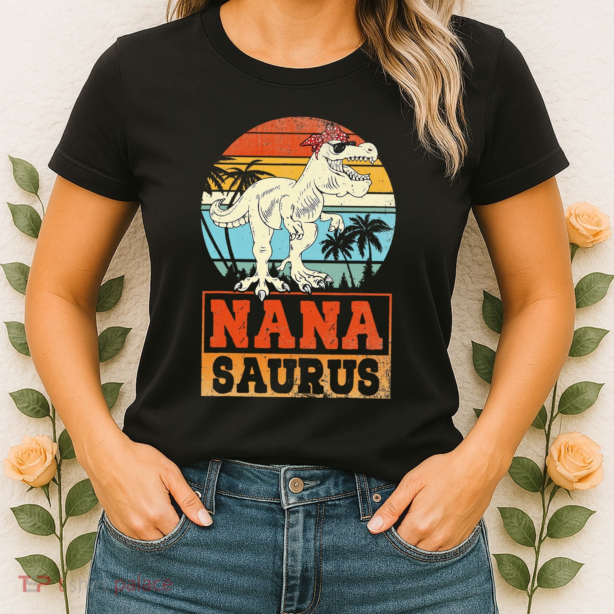 Nanasaurus T Rex Dinosaur Nana Saurus Family Matching Women's T-Shirt