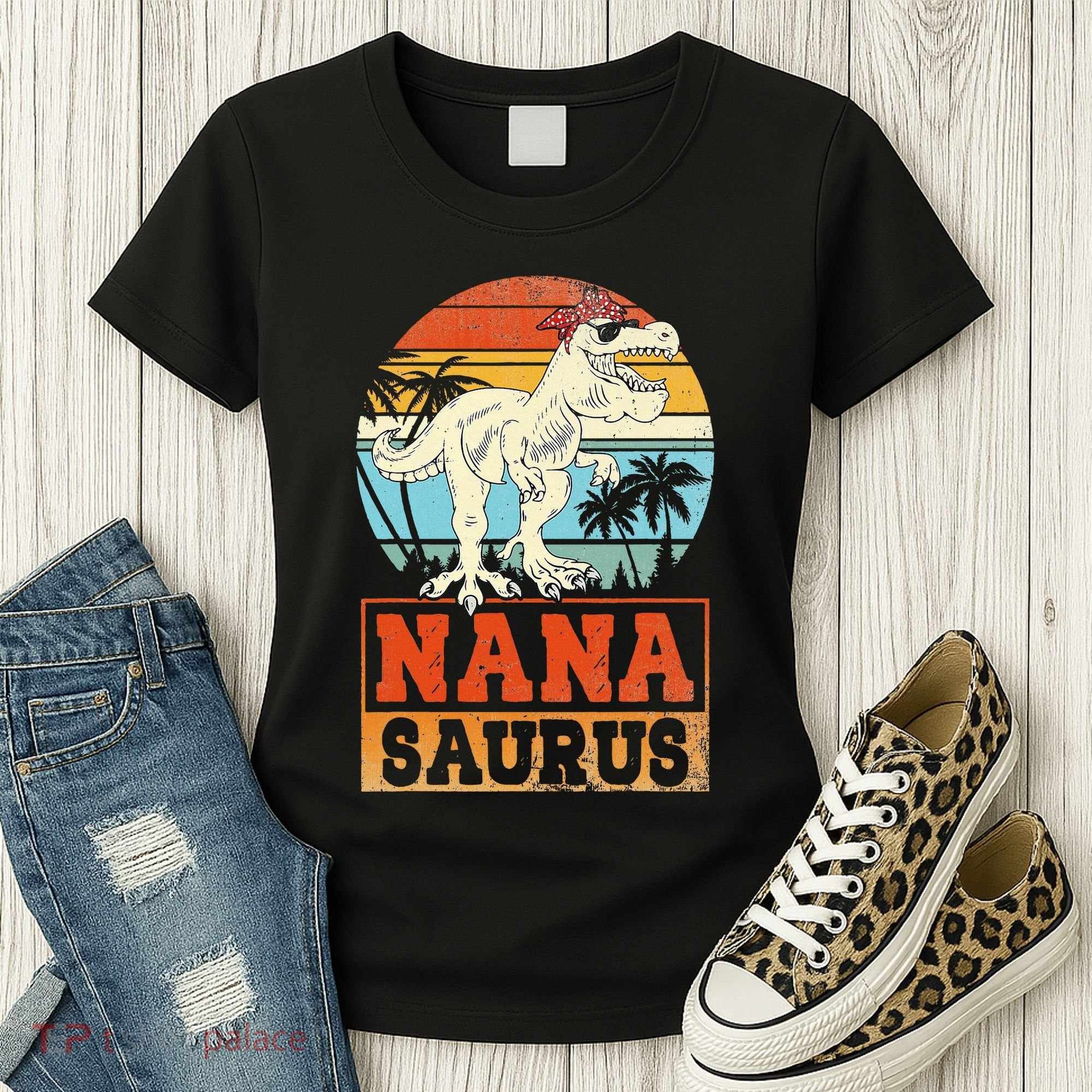 Nanasaurus T Rex Dinosaur Nana Saurus Family Matching Women's T-Shirt
