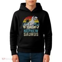 Nephewsaurus T Rex Dinosaur Nephew Saurus FatherS Family Kids Hoodie thumb 4