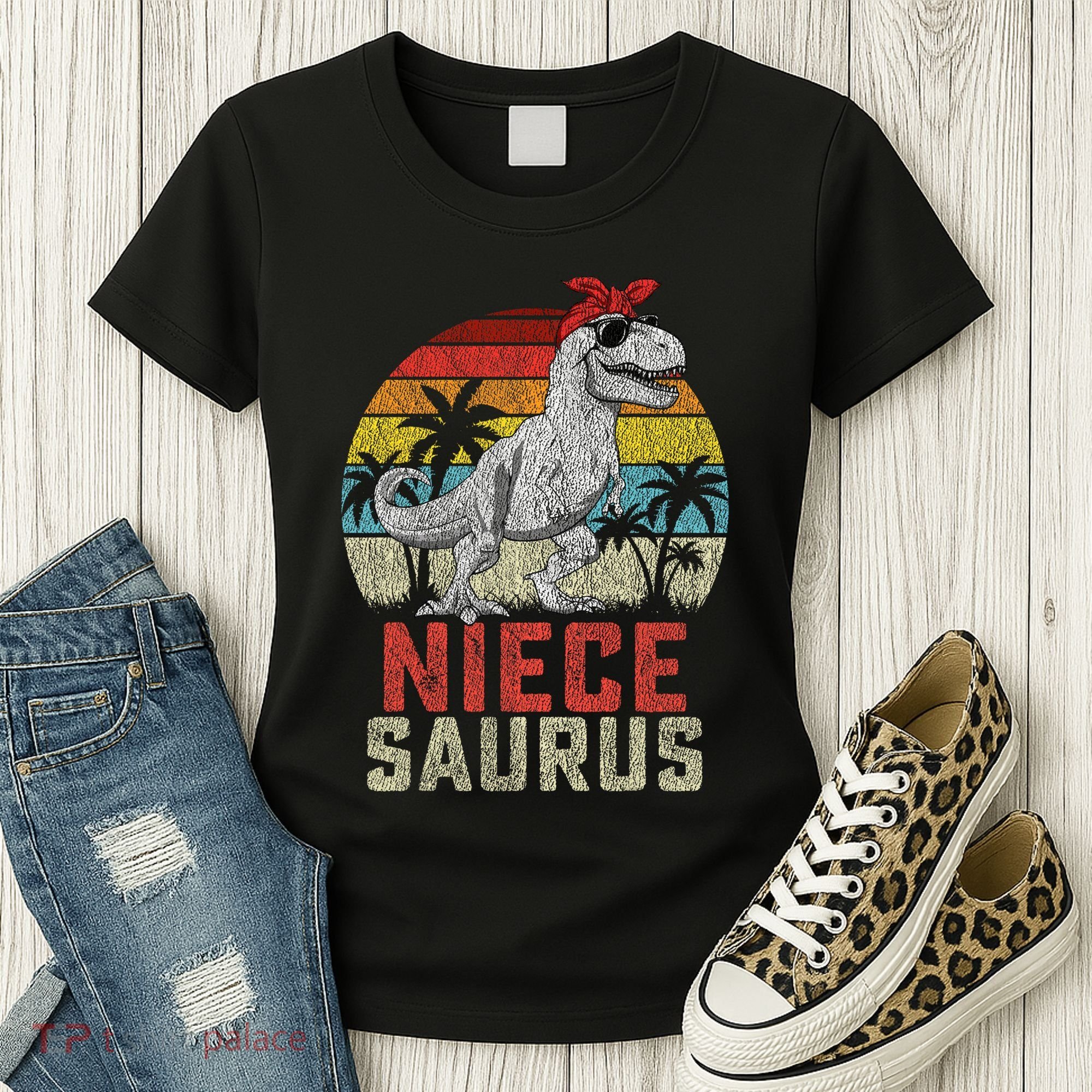 Niecesaurus T Rex Dinosaur Niece Saurus MotherS Family Women's T-Shirt