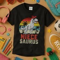 Niecesaurus T Rex Dinosaur Niece Saurus MotherS Family Kids T-Shirt thumb 3