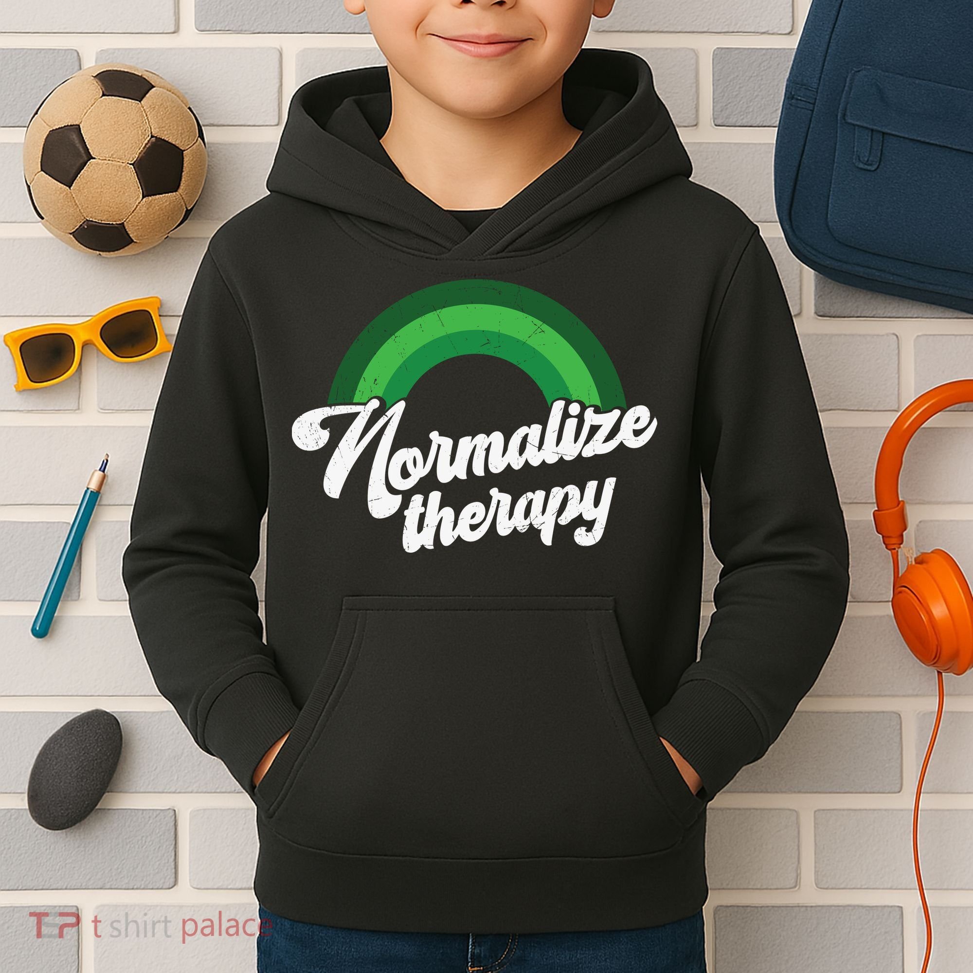 Normalize Therapy Rainbow Mental Health Matters Kids Hoodie