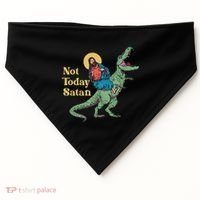 Not Today Satan Jesus Riding Dinosaur T Rex Funny Sarcastic USA-Made Doggie Bandana thumb 0