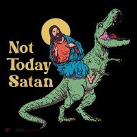 Not Today Satan Jesus Riding Dinosaur T Rex Funny Sarcastic Coffee Mug thumb 5