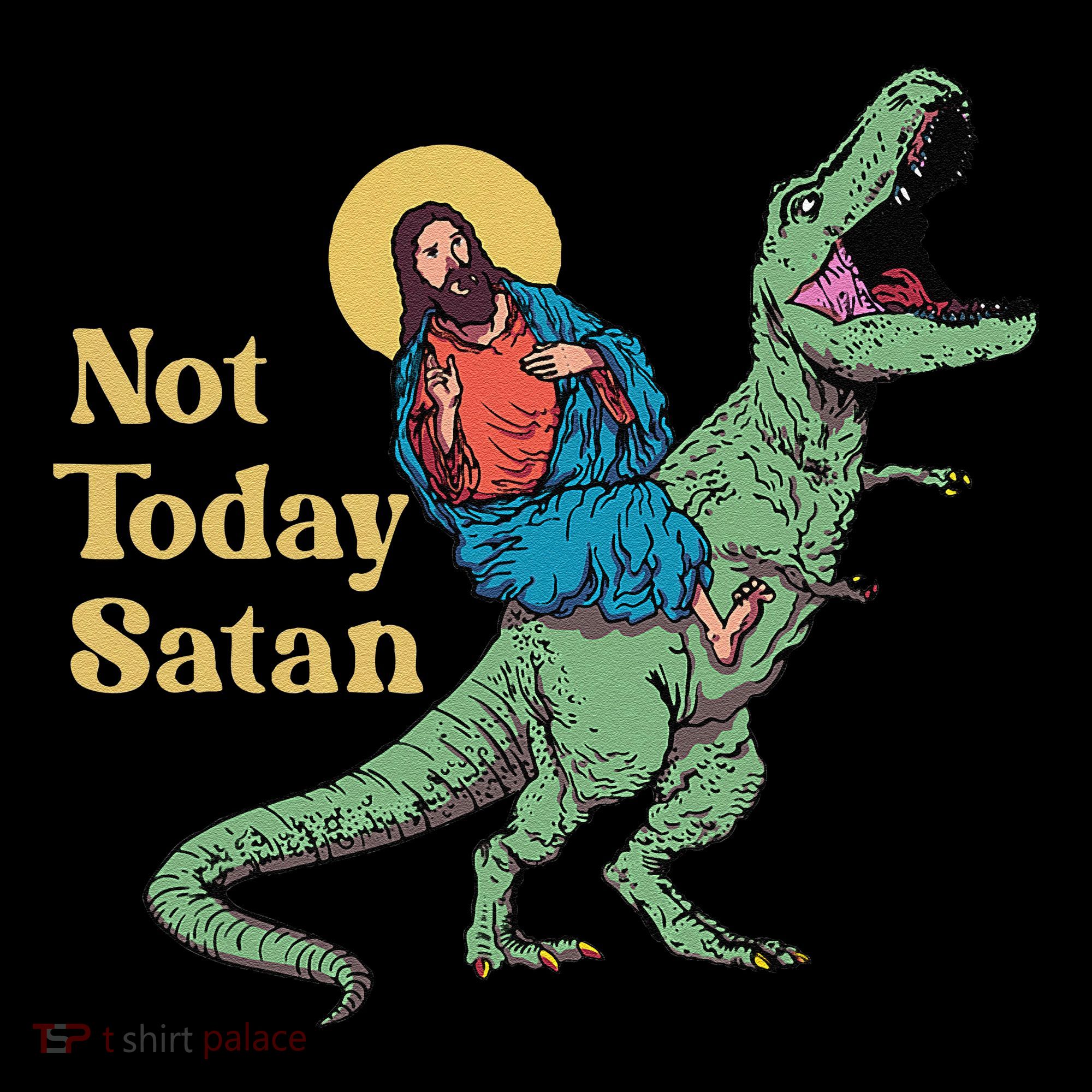 Not Today Satan Jesus Riding Dinosaur T Rex Funny Sarcastic Coffee Mug