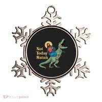 Not Today Satan Jesus Riding Dinosaur T Rex Funny Sarcastic Ornament thumb 0