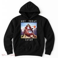 Not Today Satan Jesus Vs Satan In Basketball Hoodie thumb 0