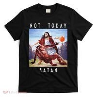 Not Today Satan Jesus Vs Satan In Basketball T-Shirt thumb 0