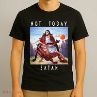 Not Today Satan Jesus Vs Satan In Basketball T-Shirt thumb 3