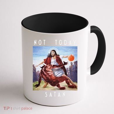 Not Today Satan Jesus Vs Satan In Basketball Coffee Mug back