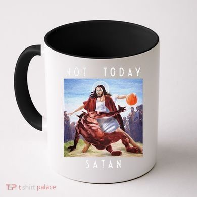 Not Today Satan Jesus Vs Satan In Basketball Coffee Mug
