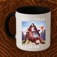Not Today Satan Jesus Vs Satan In Basketball Coffee Mug thumb 2