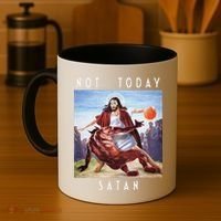 Not Today Satan Jesus Vs Satan In Basketball Coffee Mug thumb 4