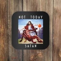 Not Today Satan Jesus Vs Satan In Basketball Coaster thumb 0