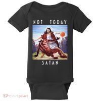 Not Today Satan Jesus Vs Satan In Basketball Baby Bodysuit thumb 0