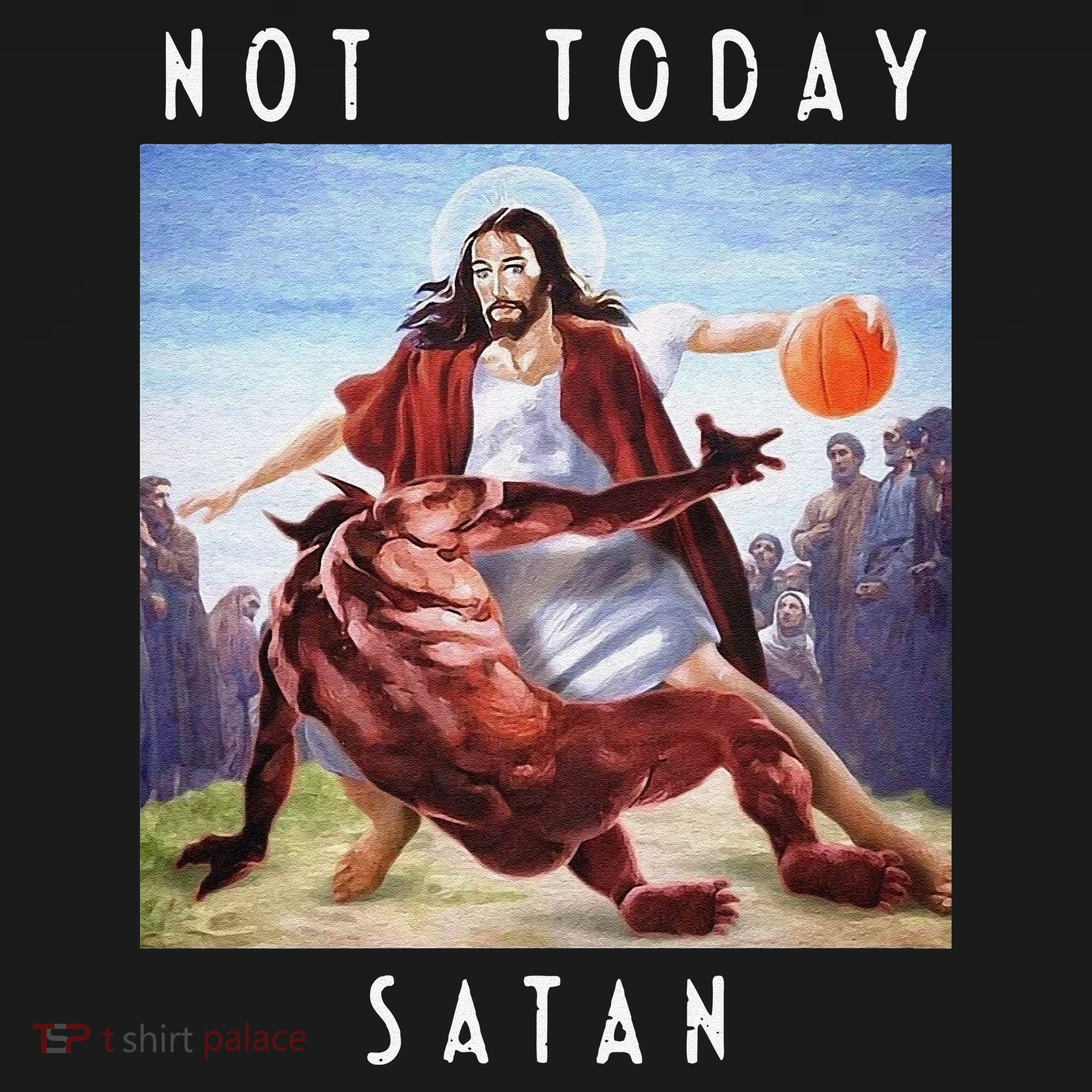 Not Today Satan Jesus Vs Satan In Basketball Baby Bodysuit