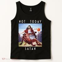 Not Today Satan Jesus Vs Satan In Basketball Tank Top thumb 2