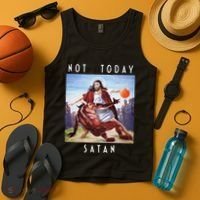Not Today Satan Jesus Vs Satan In Basketball Tank Top thumb 4