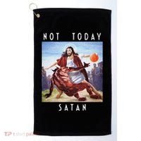 Not Today Satan Jesus Vs Satan In Basketball Golf Towel thumb 0