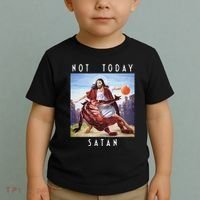 Not Today Satan Jesus Vs Satan In Basketball Toddler T-Shirt thumb 2