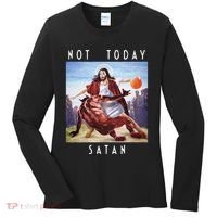 Not Today Satan Jesus Vs Satan In Basketball Women's Long Sleeve Shirt thumb 0
