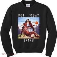 Not Today Satan Jesus Vs Satan In Basketball Kids Sweatshirt thumb 0
